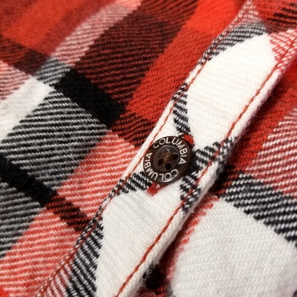 Columbia Flannel Button Down Long Sleeve Shirt Jacket Shacket Red Plaid Women XS - Picture 3 of 6